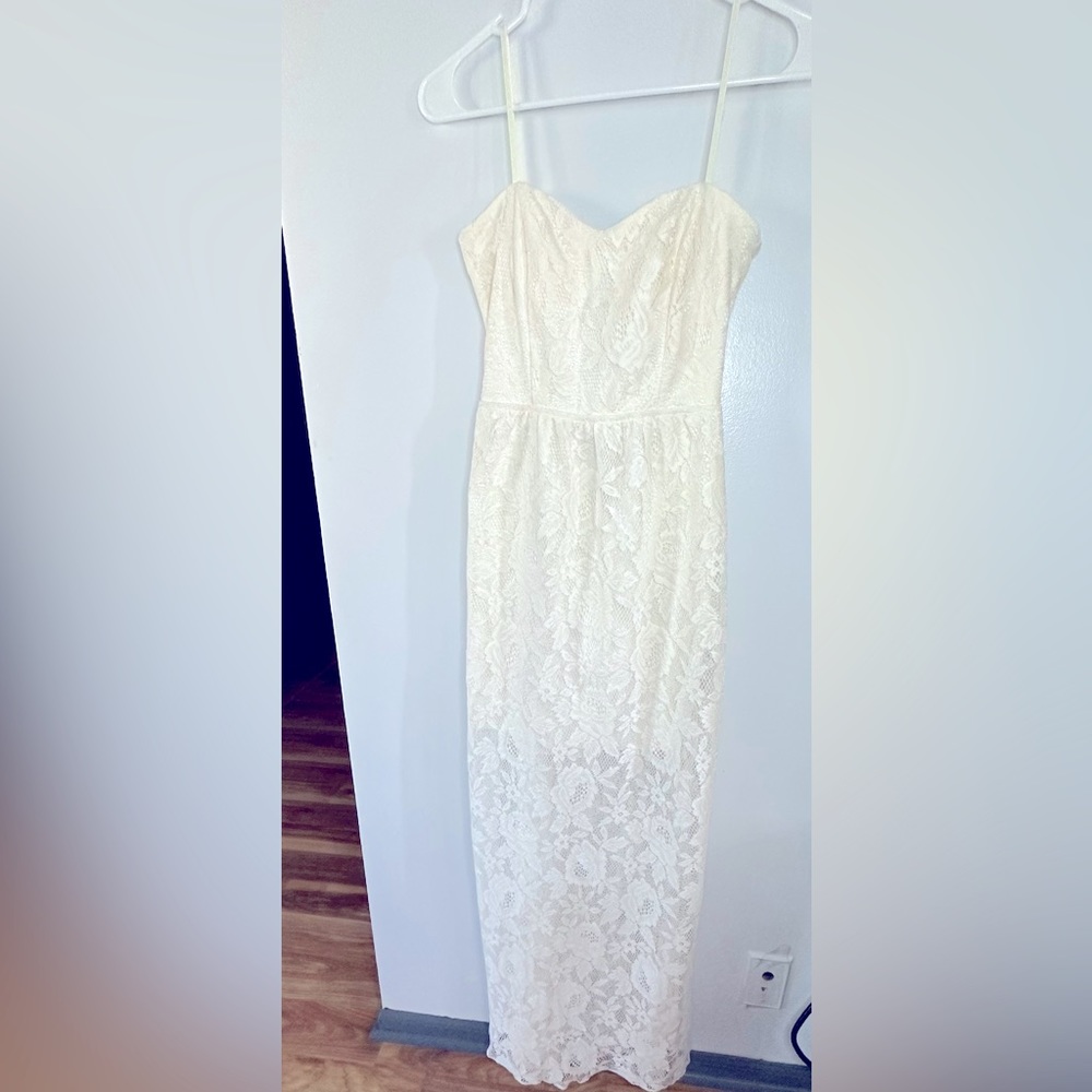 Bongo Dress Floral Lace Maxi Color Cream Size S